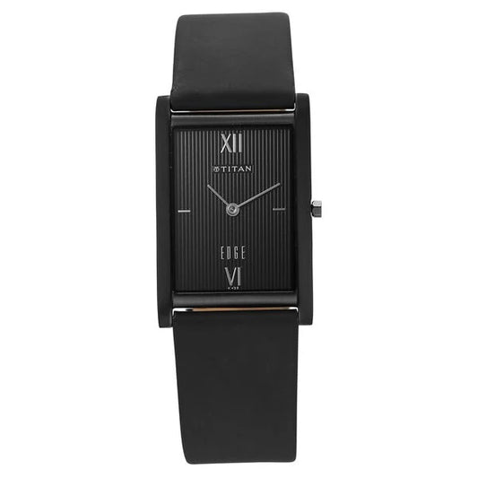 Titan Edge Quartz Analog Black Dial Leather Strap Watch for Men - NT1043NLl01