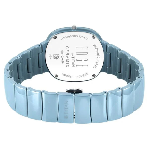Titan Squircle Camo Quartz Analog Blue Dial Ceramic Strap Watch For Unisex NT1841QC07