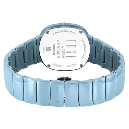 Titan Squircle Camo Quartz Analog Blue Dial Ceramic Strap Watch For Unisex NT1841QC07