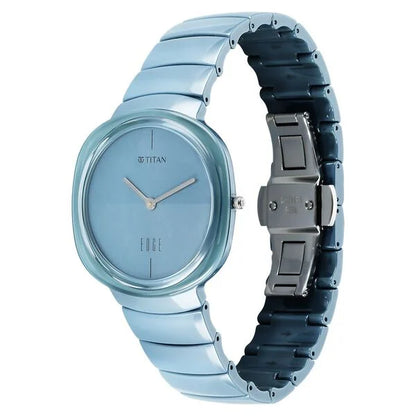 Titan Squircle Camo Quartz Analog Blue Dial Ceramic Strap Watch For Unisex NT1841QC07