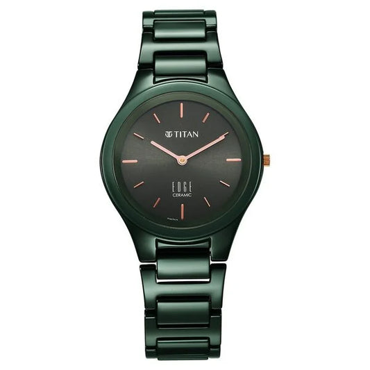 Titan Edge Ceramic Quartz in Glossy Green Dial Watch for Women NT2653QC06