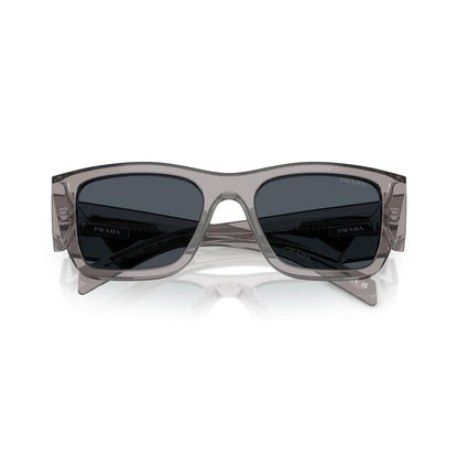 Gray sunglasses with dark lenses on a white background