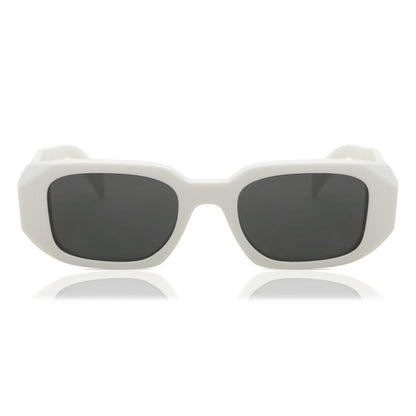 White sunglasses with dark lenses on a white background