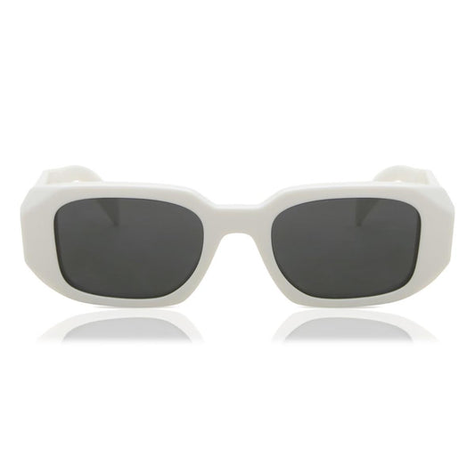 White sunglasses with dark lenses on a white background