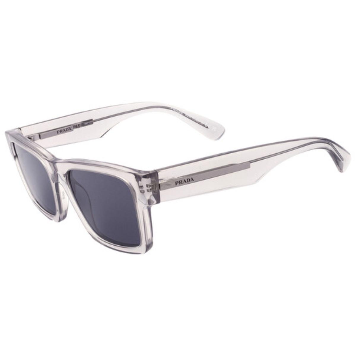 Clear frame sunglasses with dark lenses on a white background