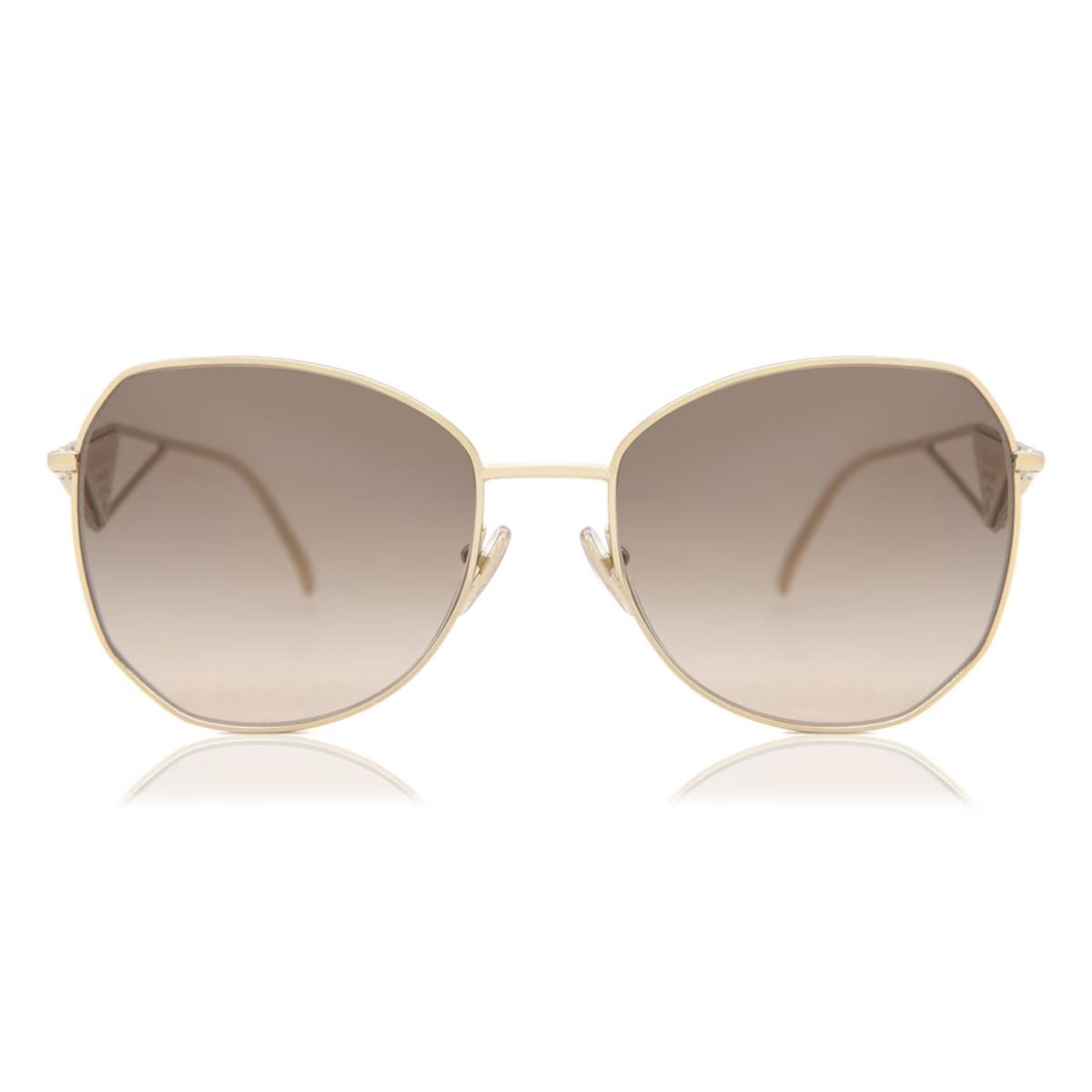Gold-framed sunglasses with gradient lenses on a white background