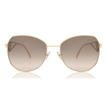 Gold-framed sunglasses with gradient lenses on a white background