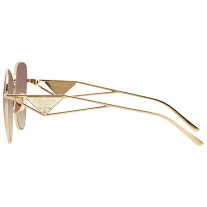 Gold Prada sunglasses on a white background
