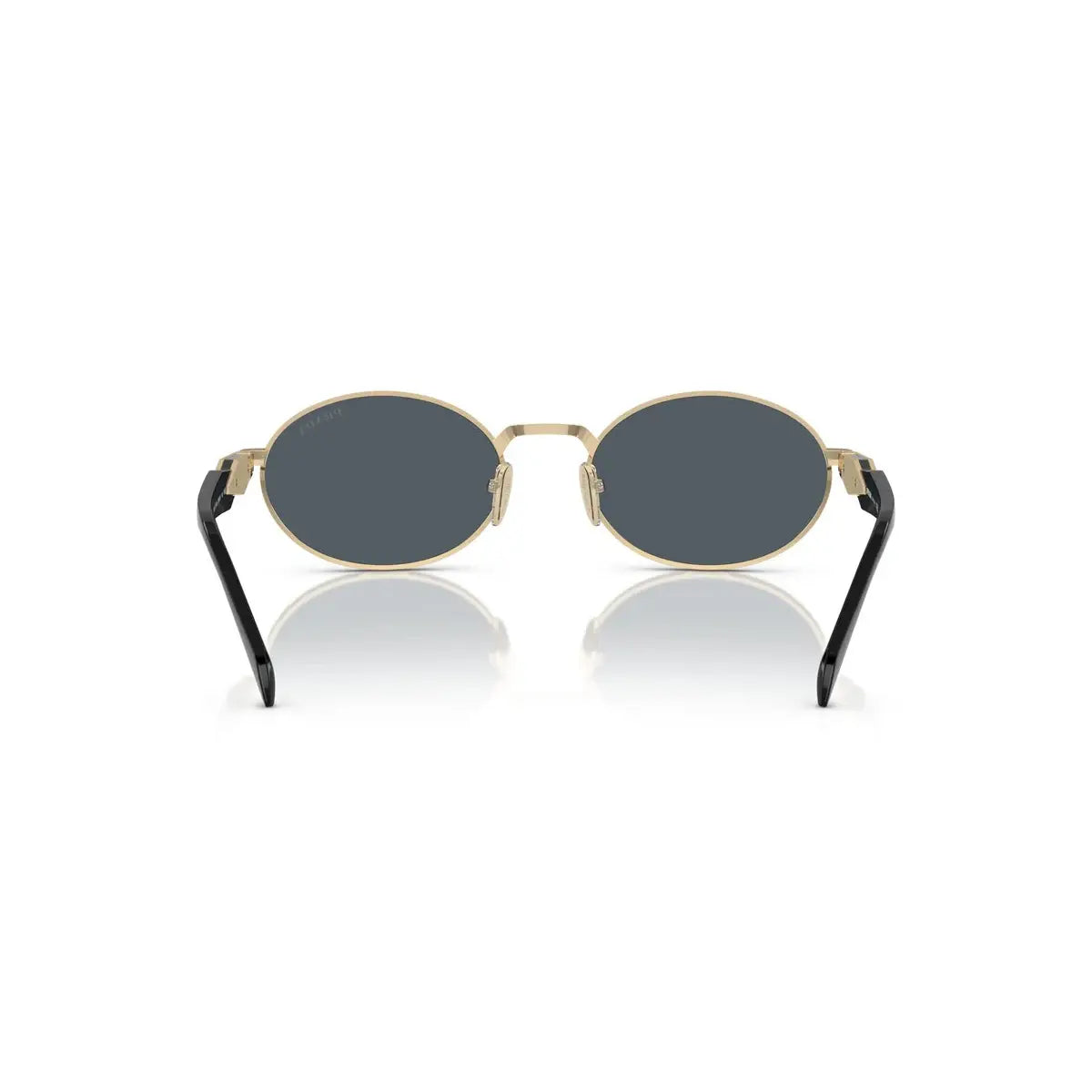 Round sunglasses with gold frames and black lenses on a white background