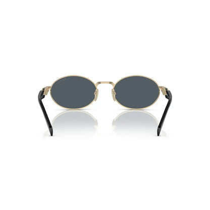 Round sunglasses with gold frames and black lenses on a white background
