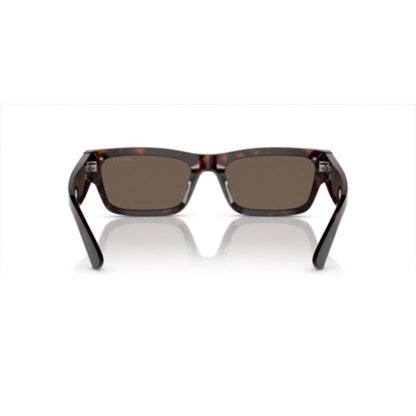 Sunglasses with tortoiseshell frame and dark lenses on a white background