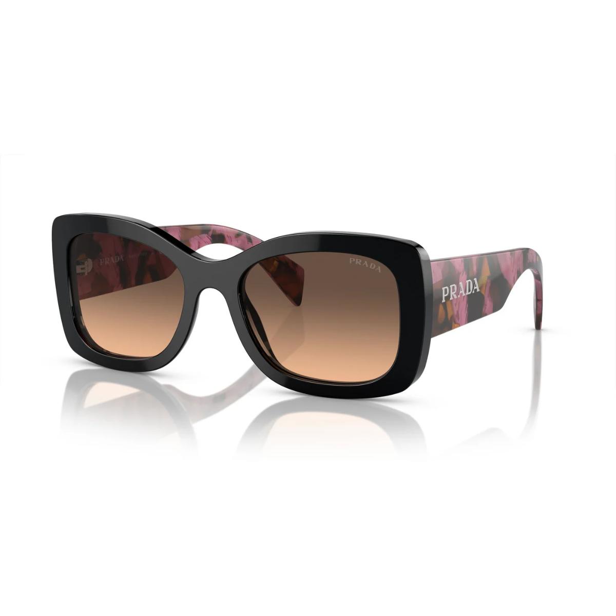 Black Prada sunglasses with floral patterned arms on a white background
