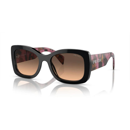 Black Prada sunglasses with floral patterned arms on a white background