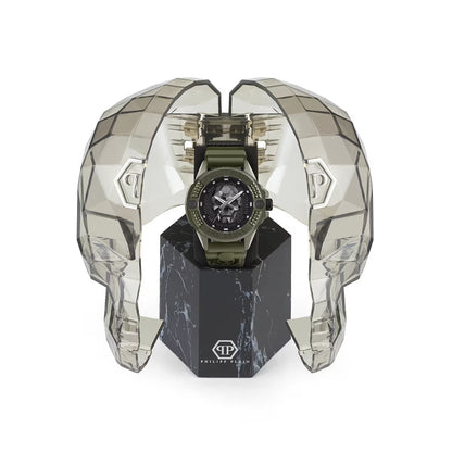 Philipp Plein $kull Quartz Black Dial Analog Silicone Strap Men Watch PWUBA0423