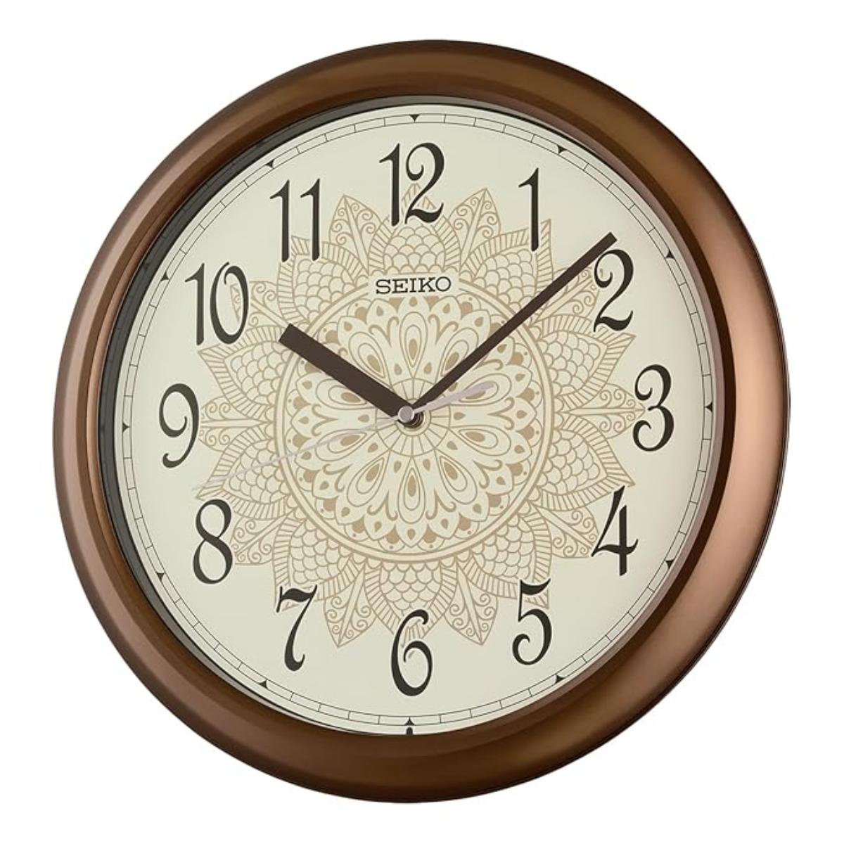Seiko Wall Clock Batik Gold Black Dial, Plastic Frame QHA018B