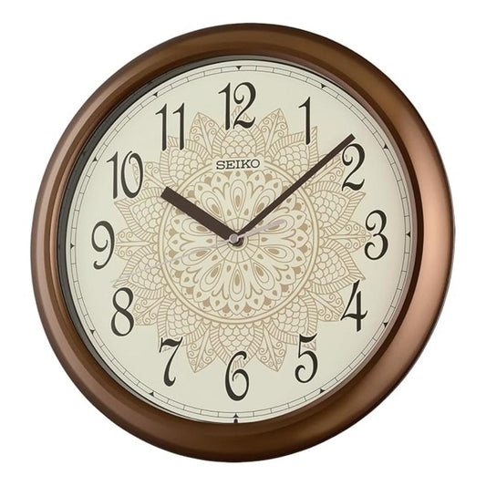 Seiko Wall Clock Batik Gold Black Dial, Plastic Frame QHA018B