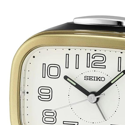 Seiko Table Clock Classic Rectangular Matt Finish Case Bell Alarm - QHK060GN