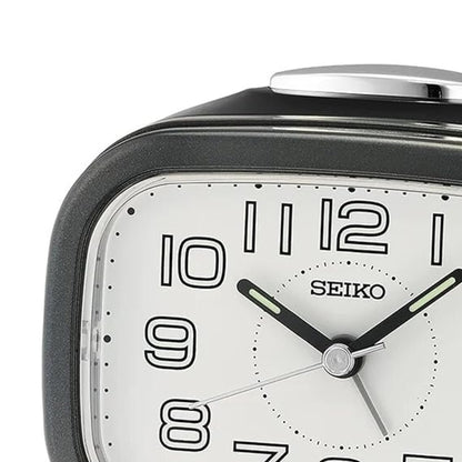 Seiko Table Clock Black Plastic Classic Bell Alarm Analog Lumibrite - QHK060KN