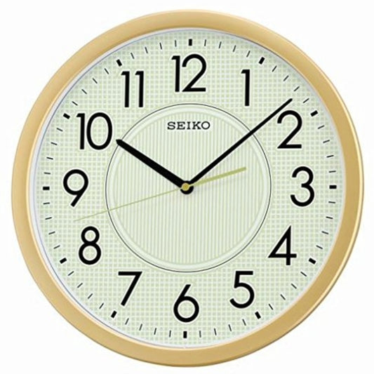 Seiko wall clock with gold frame and white face