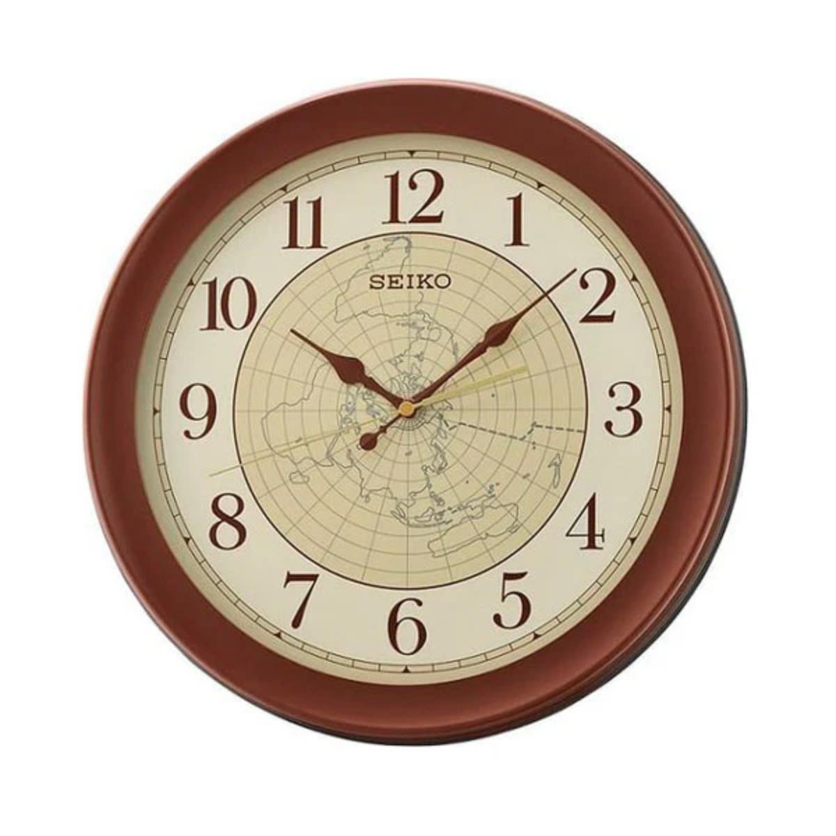 Seiko Wall Clock Brown Plastic Round Mantel QXA709B