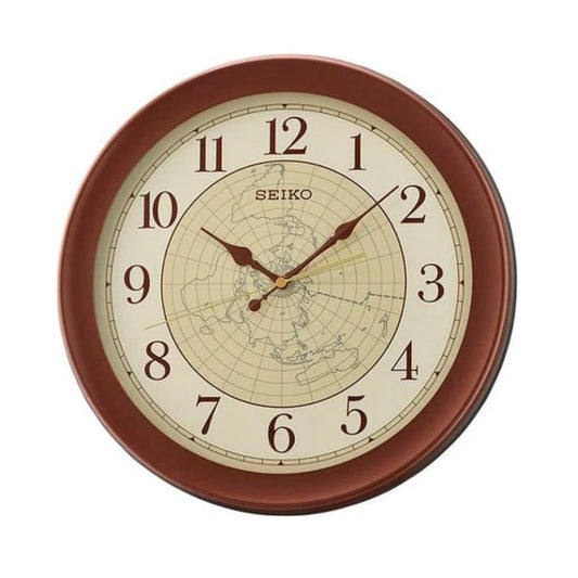Seiko Wall Clock Brown Plastic Round Mantel QXA709B