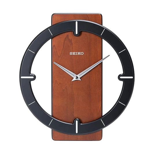 Seiko Wall Clock Designer Black and Maroon Wooden QXA774ZN