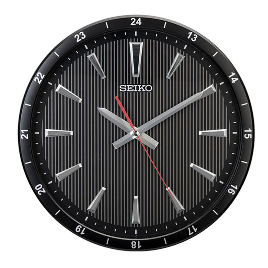 Seiko Wall Clock Black Frame with Textured Dial QXA802K