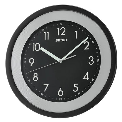 Seiko Wall Clock Matt Black Plastic With Black Dial QXA812K