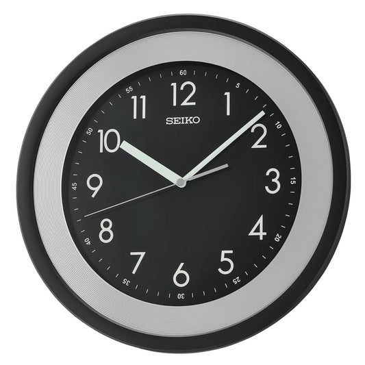 Seiko Wall Clock Matt Black Plastic With Black Dial QXA812K