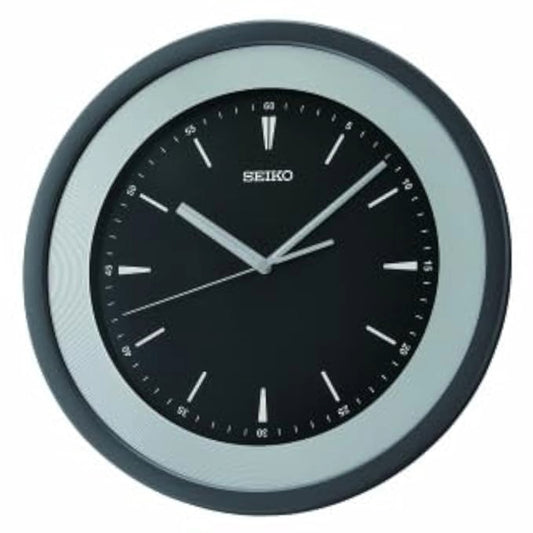 Seiko Wall Clock Elegant Black Round Plastic Case Analog for Home Office QXA812ST