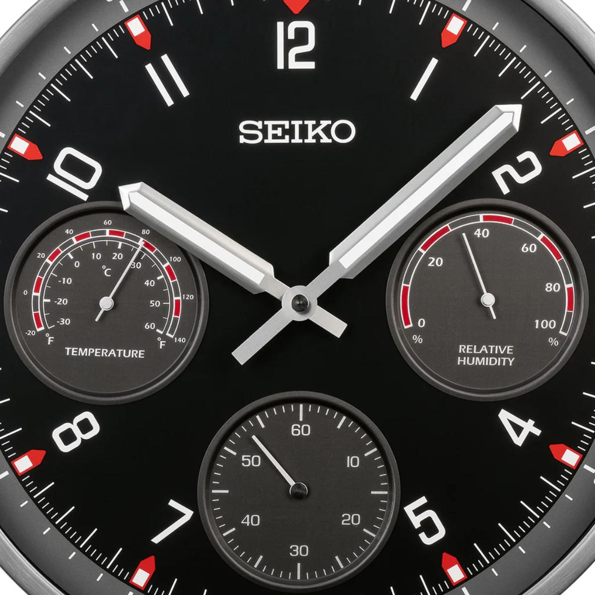 Seiko Wall Clock Luminous Thermometer Hygrometer QXA823K