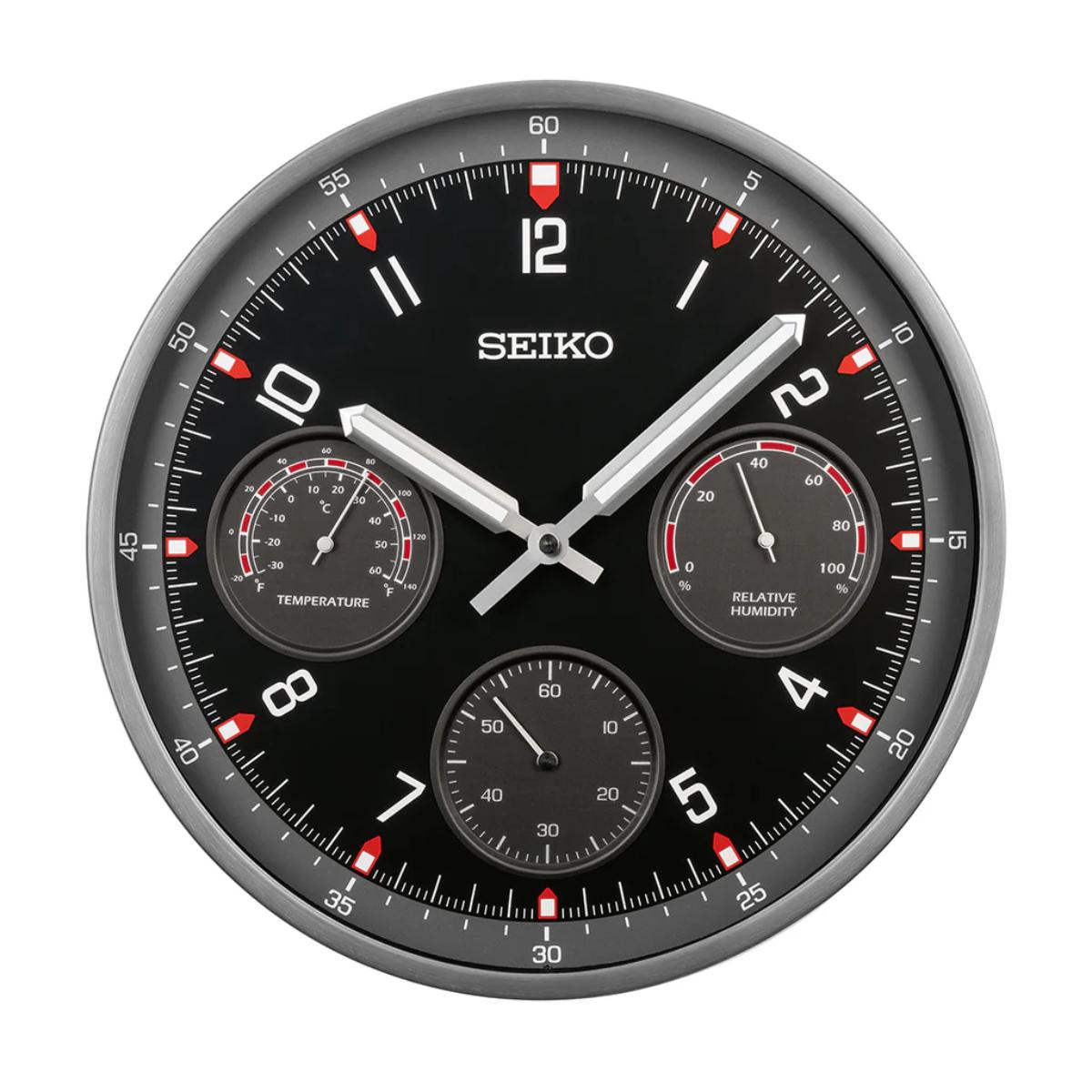 Seiko Wall Clock Luminous Thermometer Hygrometer QXA823K