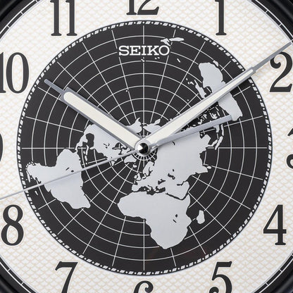 Seiko Wall Clock Black & Grey World Map QXA825S