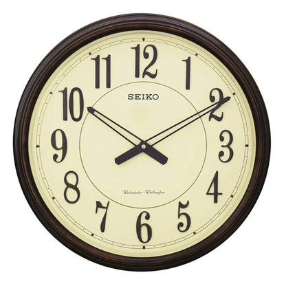 Seiko Wall Clock Elegant Round Black Plastic Analog Sweep Movement QXD212BN