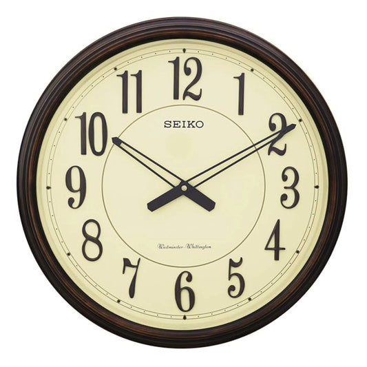 Seiko Wall Clock Elegant Round Black Plastic Analog Sweep Movement QXD212BN
