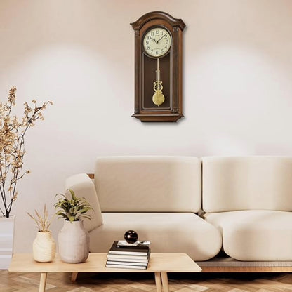 Seiko Wall Clock Elegant Vertical Wooden Brown Color Analog Pendulum QXH066BN