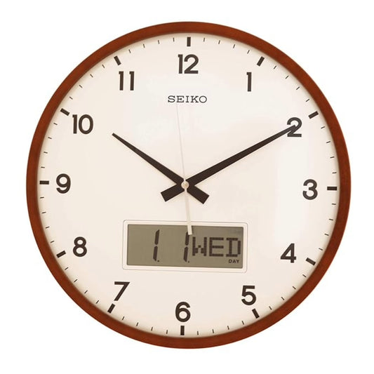 Seiko Wall Clock Brown Abstract Mixed Material ‎Analog, Digital QXL008BN