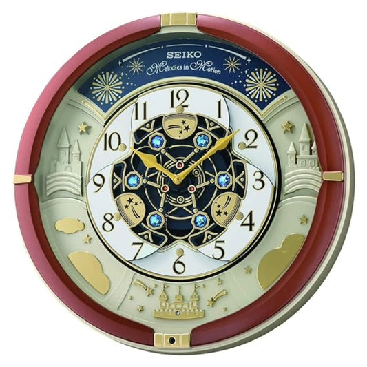 Seiko Wall Clock Elegant Melody in Motion Brown Round Plastic Analog QXM378BT
