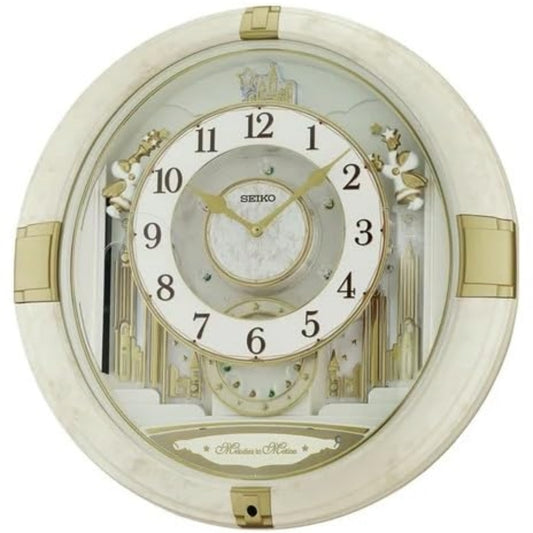 Decorative wall clock with Seiko branding on a white background