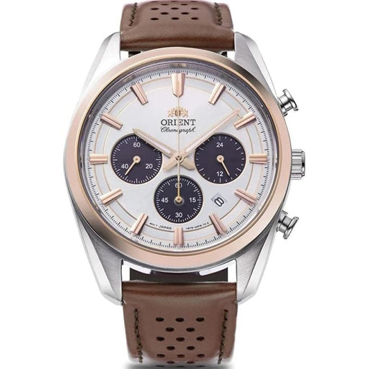 ORIENT Contemporary White Dial Analog Chronograph Men’s Watch RA-TX0306S