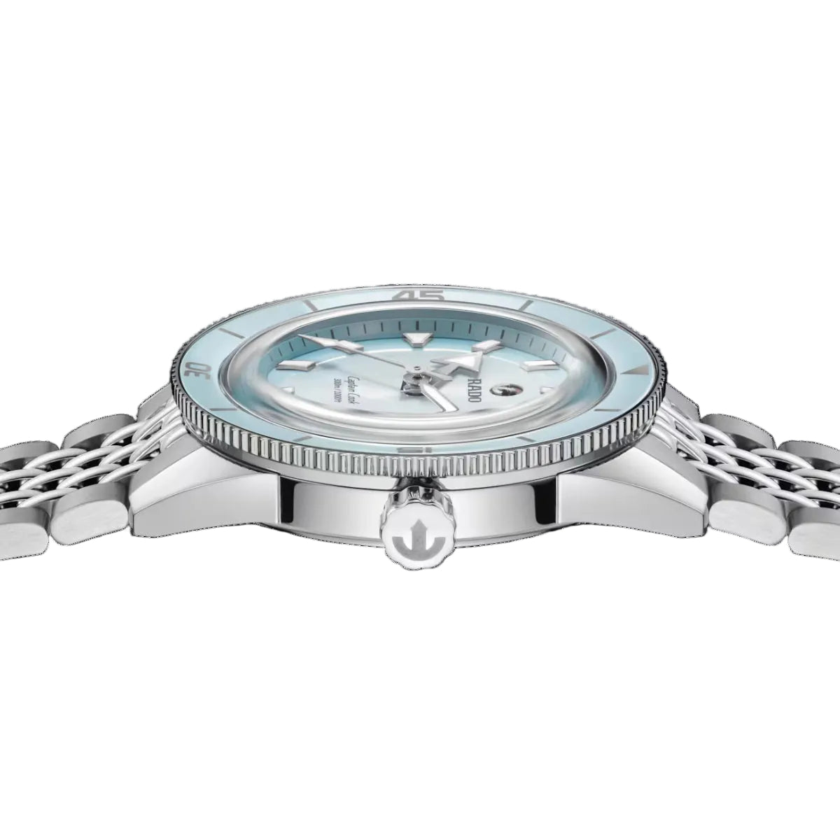 Silver watch with a detailed face on a black background