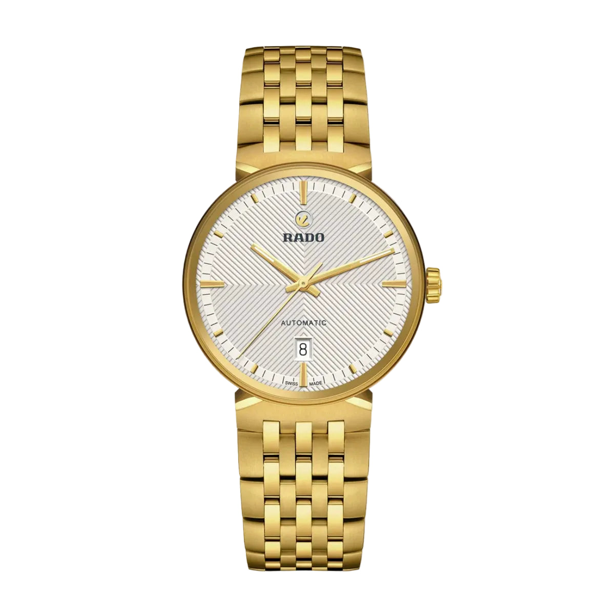 Gold Rado watch on a white background