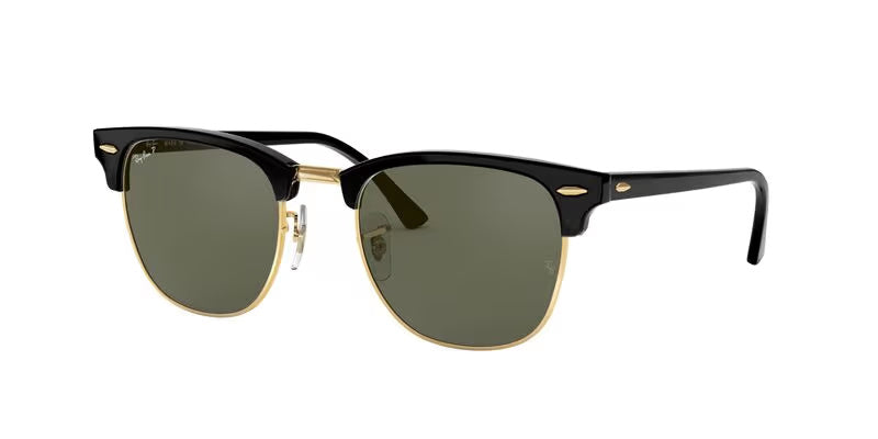 Ray-Ban RB3016 990/58 51 Clubmaster Sunglasses – Polarized Light Green Lenses, 51mm Classic Browline Style