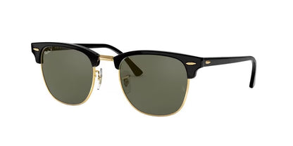 Ray-Ban RB3016 990/58 51 Clubmaster Sunglasses – Polarized Light Green Lenses, 51mm Classic Browline Style