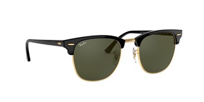 Ray-Ban Clubmaster Classic RB3016 W0365 – Black & Gold Frame, Green G-15 Lens, 51mm