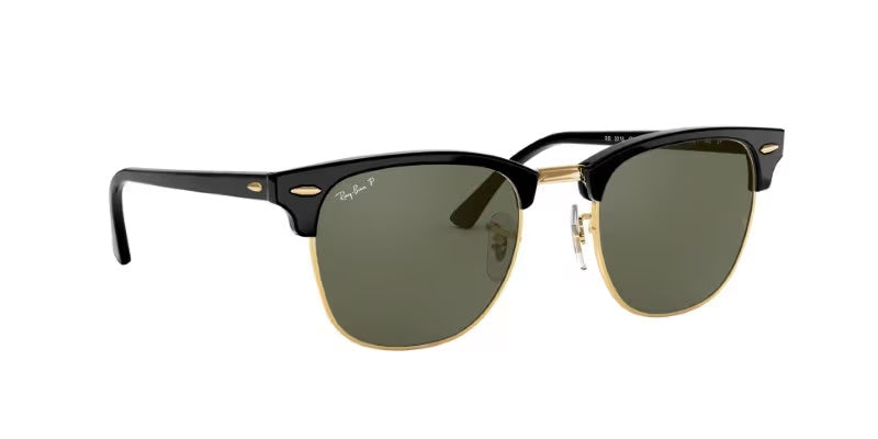 Ray-Ban RB3016 990/58 51 Clubmaster Sunglasses – Polarized Light Green Lenses, 51mm Classic Browline Style