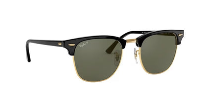 Ray-Ban RB3016 990/58 51 Clubmaster Sunglasses – Polarized Light Green Lenses, 51mm Classic Browline Style