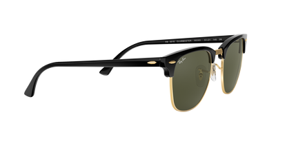 Ray-Ban Clubmaster Classic RB3016 W0365 – Black & Gold Frame, Green G-15 Lens, 51mm