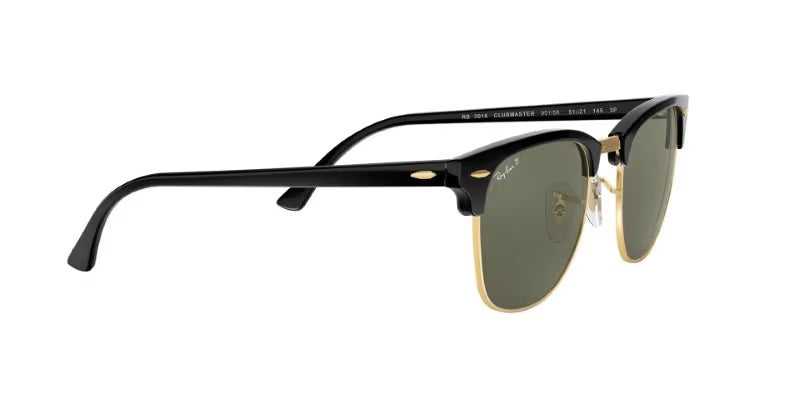 Ray-Ban RB3016 990/58 51 Clubmaster Sunglasses – Polarized Light Green Lenses, 51mm Classic Browline Style