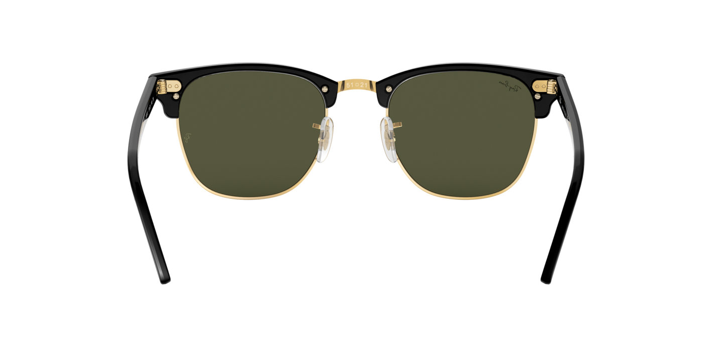 Ray-Ban Clubmaster Classic RB3016 W0365 – Black & Gold Frame, Green G-15 Lens, 51mm